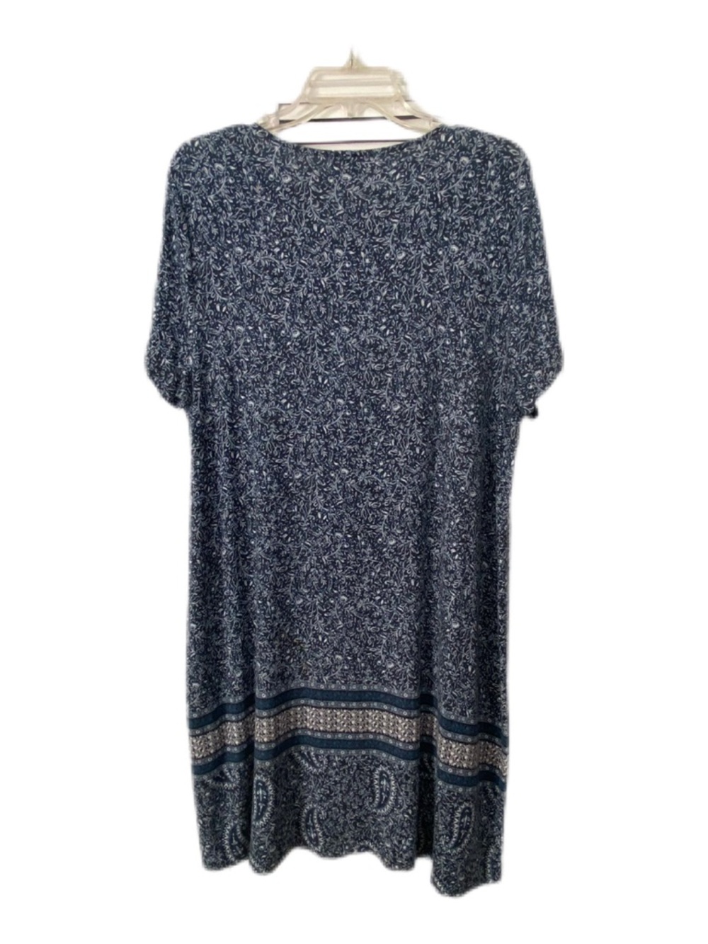 J. Jill Navy and White Paisley Midi Shift Dress Size LP - Picture 4 of 12